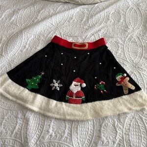 Festive Black and Red Christmas Skirt